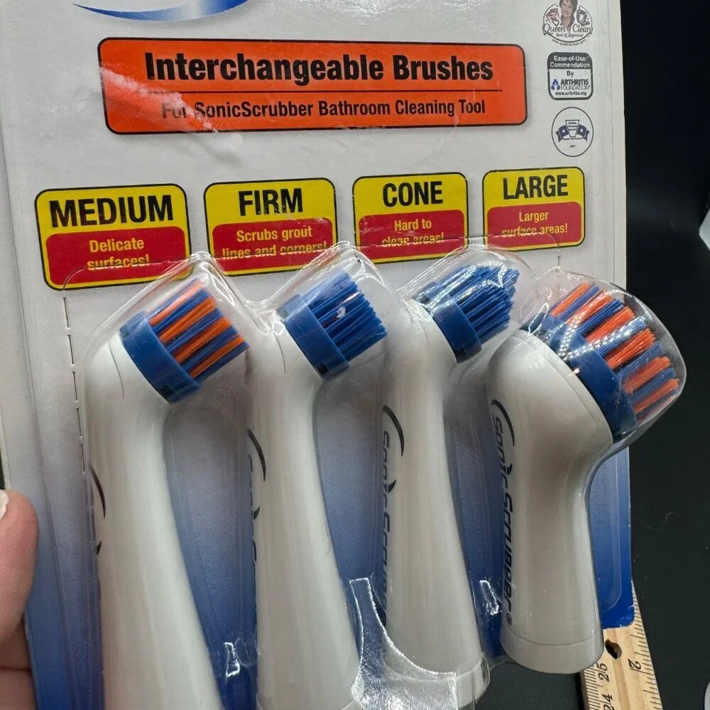 NEW SONIC SCRUBBER BATHROOM POWER CLEANER INTERCHANGEABLE BRUSHES 2 sets